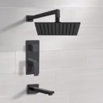 Remer TSF62 Matte Black Tub and Shower Faucet Set